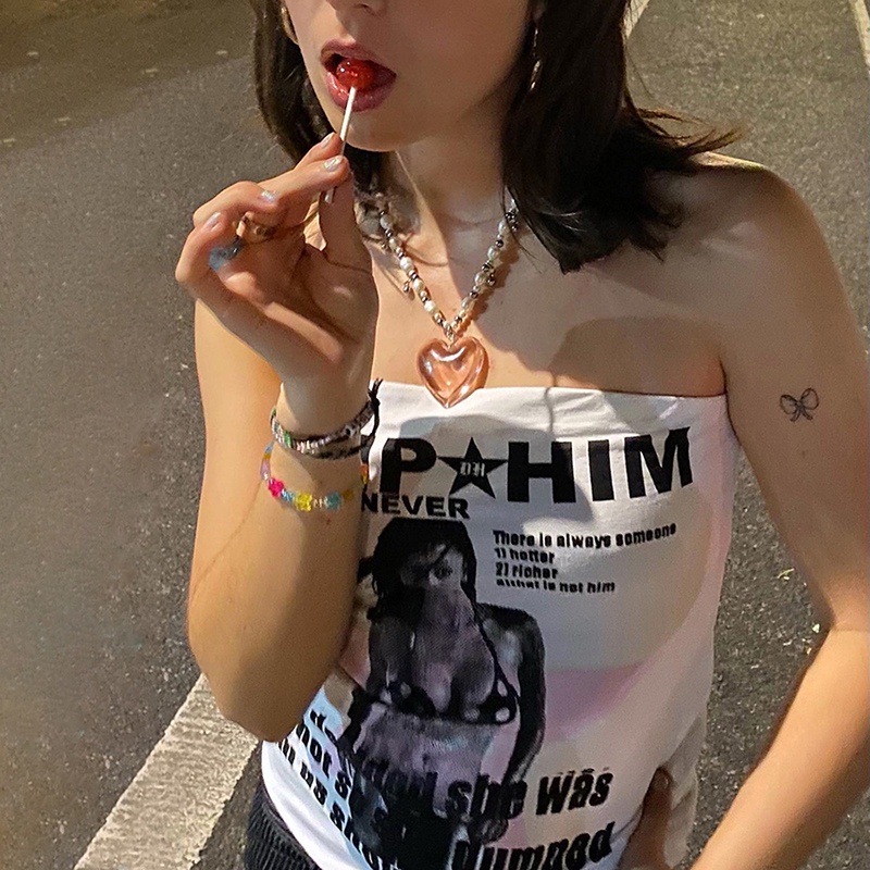 Áo Ống Hở Vai In Họa Tiết Thời Trang Cho Nữ