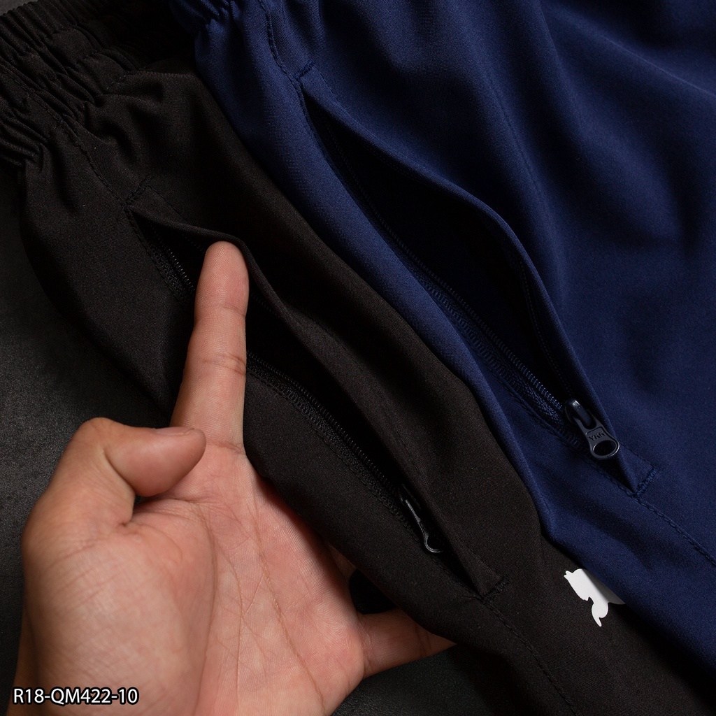 Quần run nam R18 logo mặt trước và bên hông - xi dãn 2 lớp form trên gối - thể thao nam VNXK