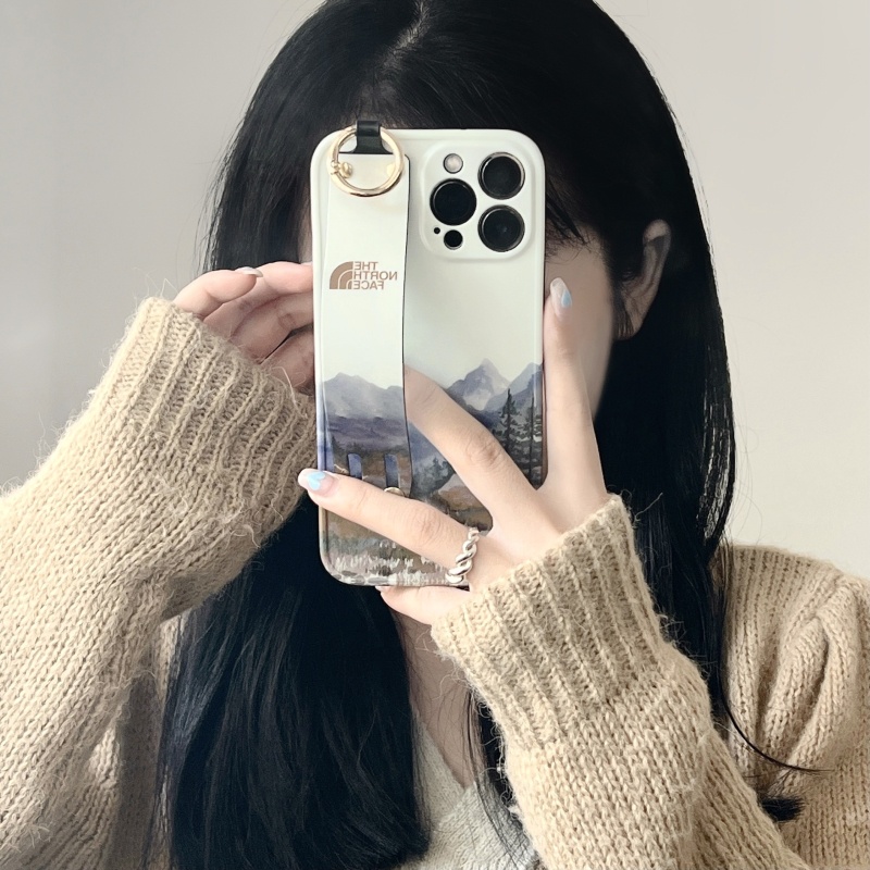 Ốp Điện Thoại In Hình Núi Tuyết Bắc Âu Có Dây Đeo Bảo Vệ Ống Kính Cho iPhone 14 13 12 11 Pro Max Plus