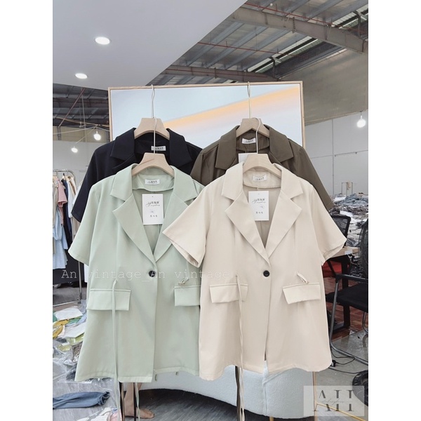 [hàng sẵn] ÁO BLAZER CỘC TAY BUỘC DÂY SANG CHẢNH