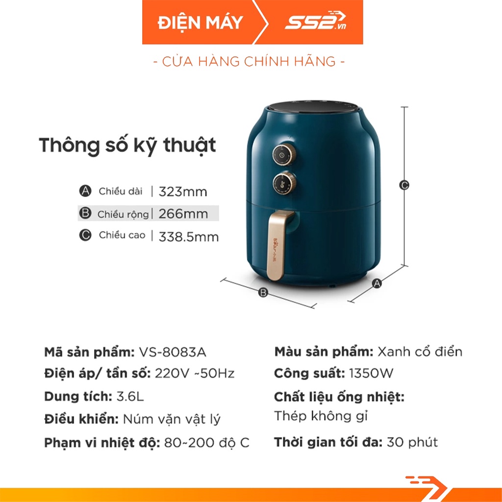 Nồi Chiên Không Dầu BEAR VS-8083A 3.5L Công Suất 1350W – Bảo Hành Chính Hãng