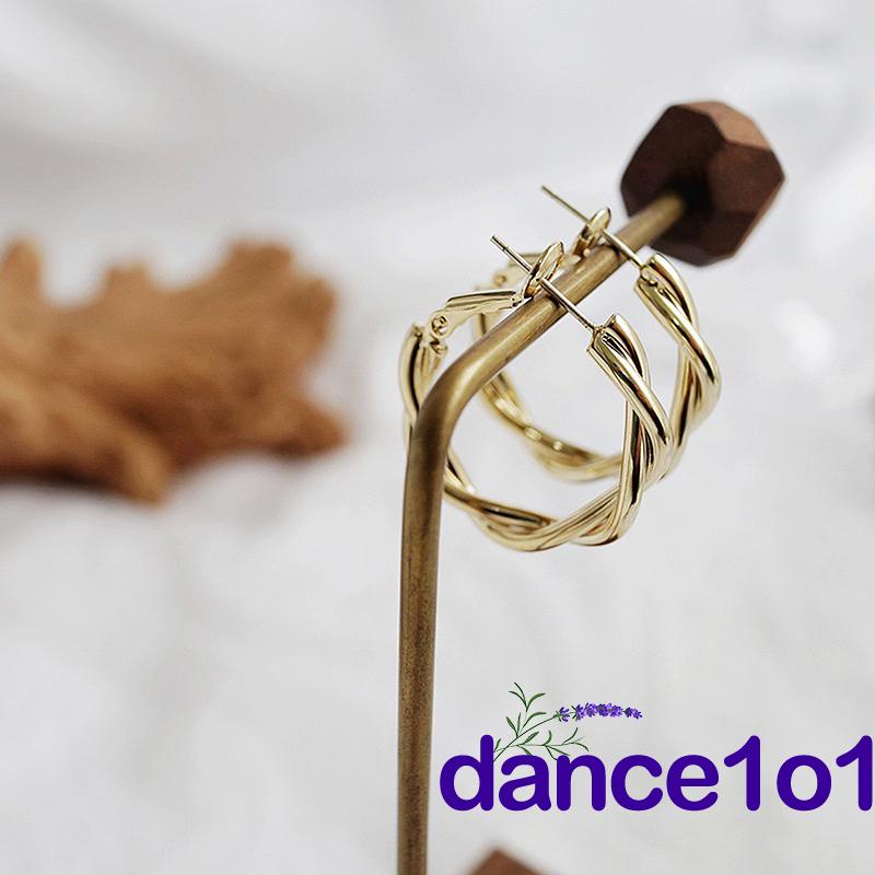 Bông tai màu trơn dạng xoắn hình tròn tinh tế cho nữ