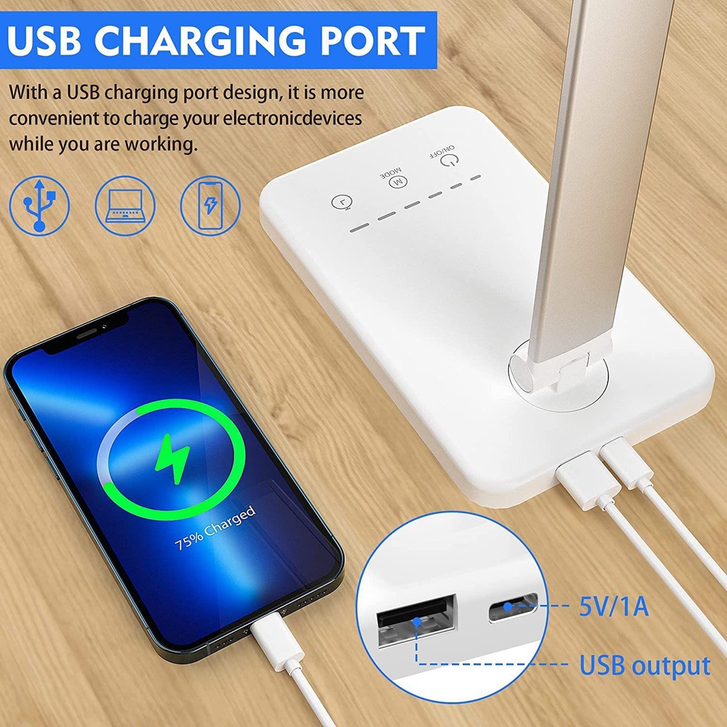 GOGOUP Đèn LED Để Bàn Màu Trắng Đen Tự Nhiên