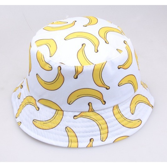 Nón Bucket Họa Tiết Chuối Phong Cách Hip Hop Hàn Quốc Cho Nam Nữ