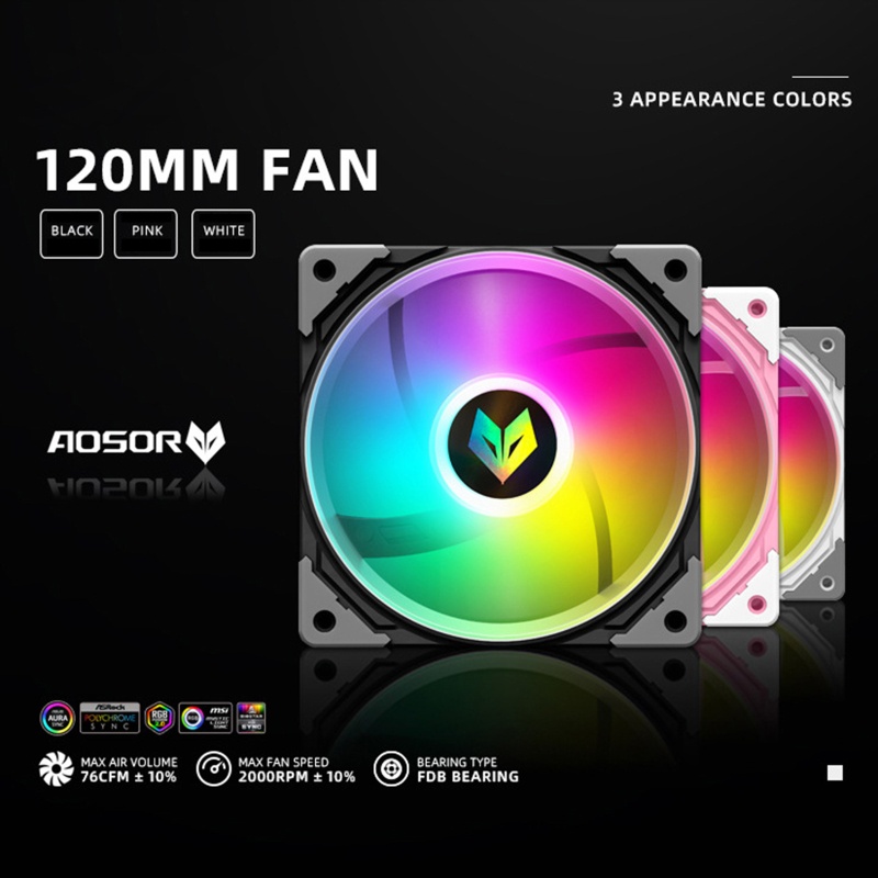 Quạt Tản Nhiệt CPU Máy Tính NAMA PWM 4 Pin RGB 120mm 12cm Không Gây Tiếng Ồn 5V DC