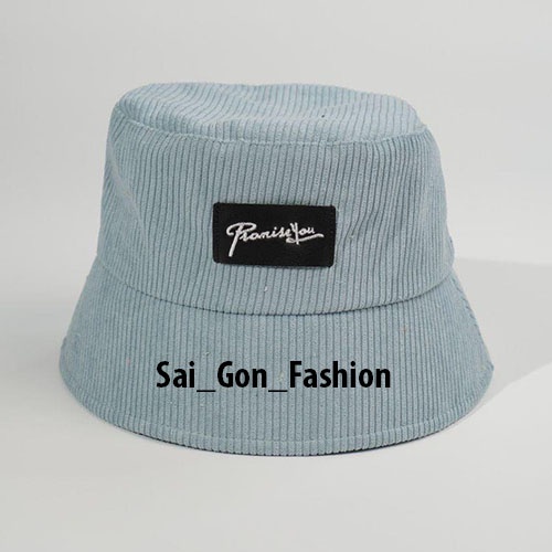 Mũ bucket vành cụp ❤️ Nón tai bèo thêu PromissYou chất nhung tăm cao cấp form unisex nam nữ N22