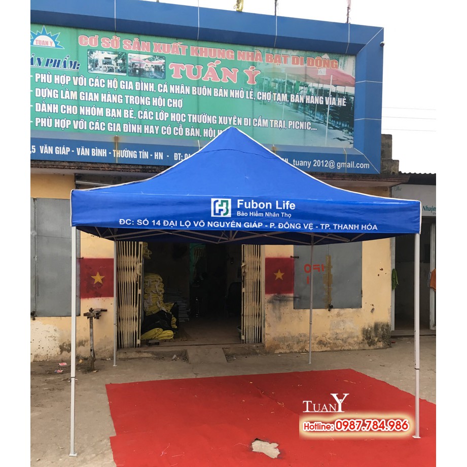 Nhà bạt di động 3mx3m, lều bạt bán hàng ngoài trời đa năng (Xanh tím than)