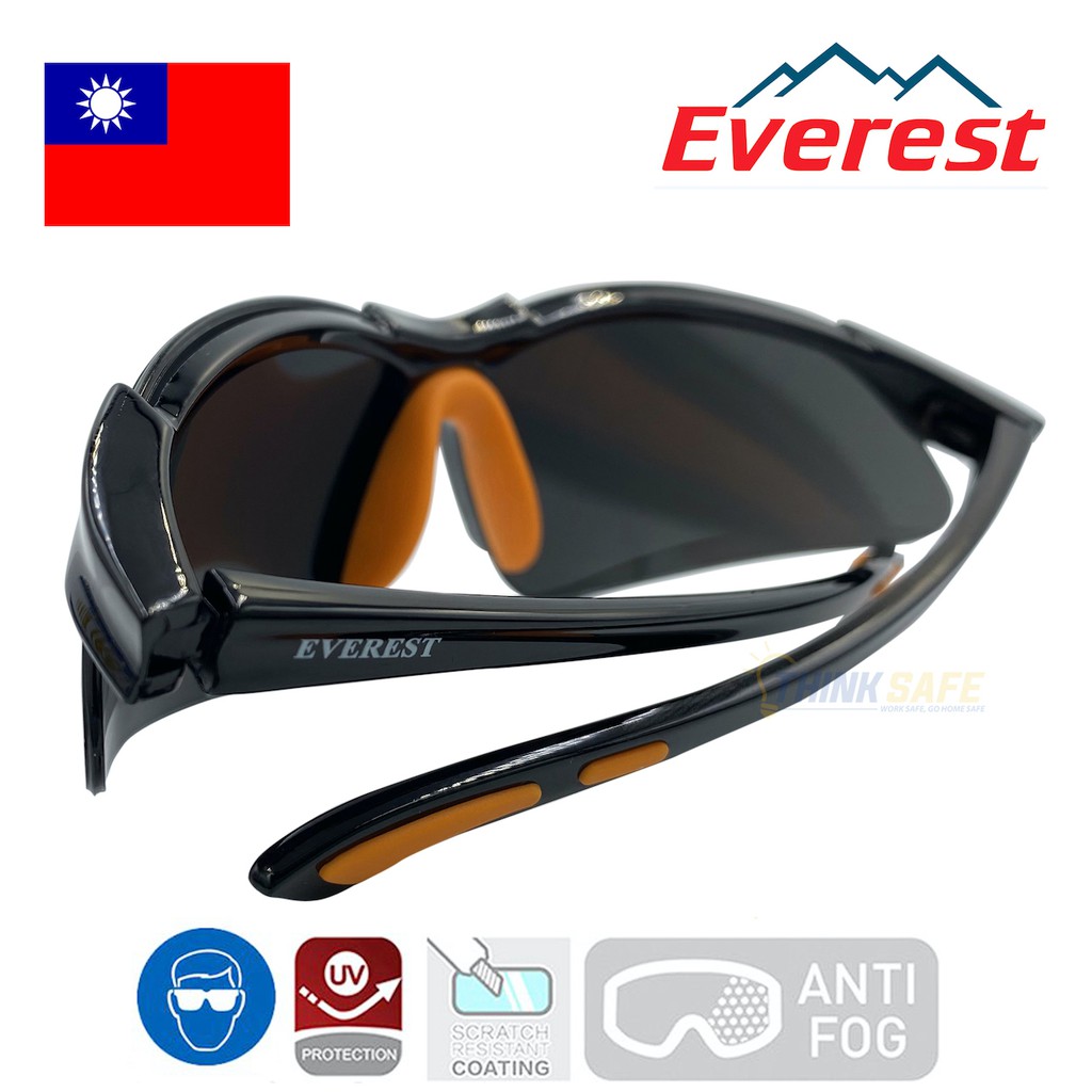 Kính bảo hộ Everest Thinksafe, che chắn bụi đi đường, ôm theo khuôn mặt, bảo vệ mắt đa năng chống tia UV - EV304 đen bạc