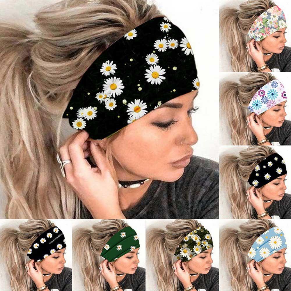 JONYE Băng Đô Bandana Mềm Mại Bản Rộng Họa Tiết Hoa Cúc Dùng Khi Chạy Bộ Thể Thao