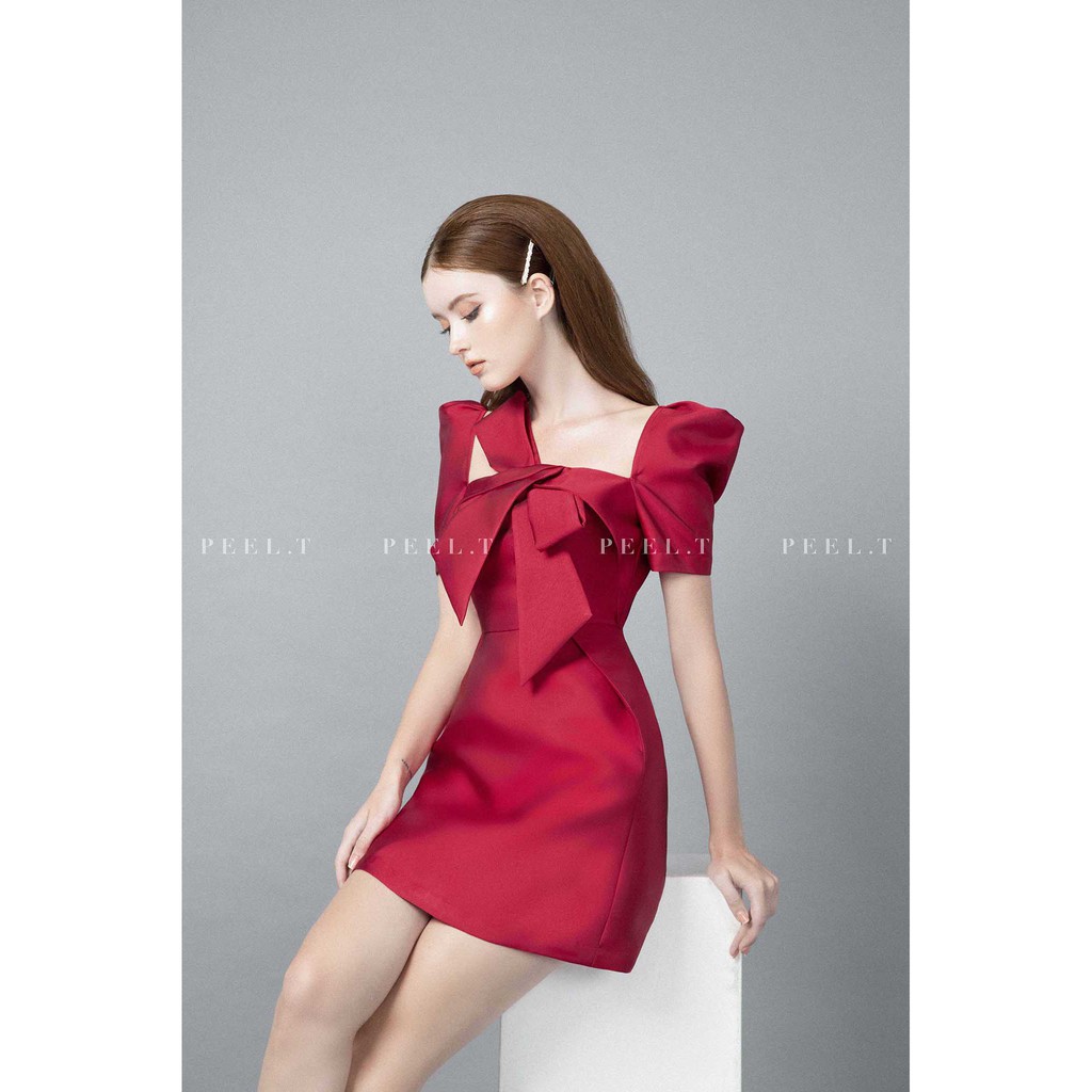 PEEL.T - Laura Dress - Đầm nơ cổ vuông đi chơi, dự tiệc, công sở