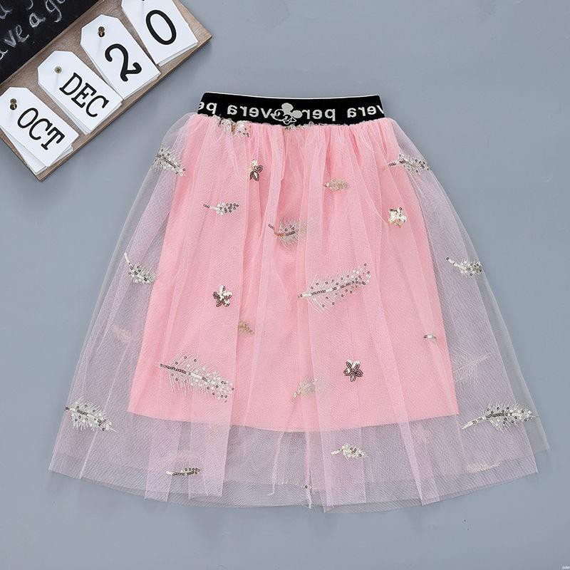 Chân váy chữ A phối lưới thời trang cho bé gái