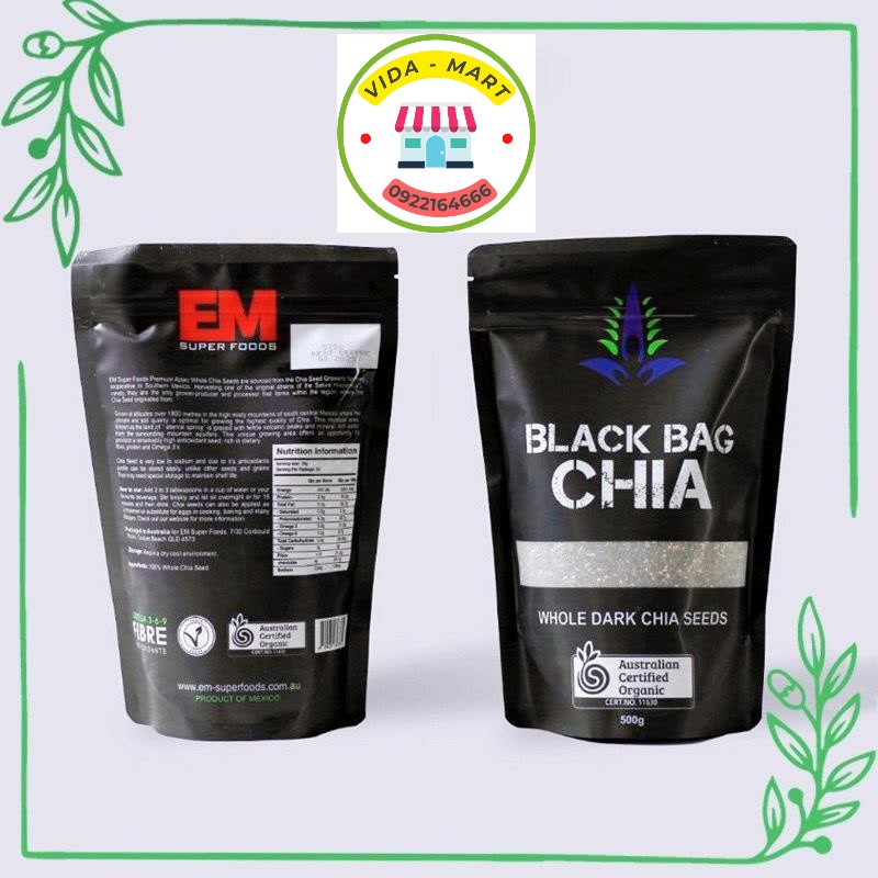 Hạt Chia Úc Black Bag Hạt Dinh Dưỡng 500G Giúp Phục Hồi Da, Đốt Cháy Chất Béo, Hỗ Trợ Tiêu Hóa SP1257