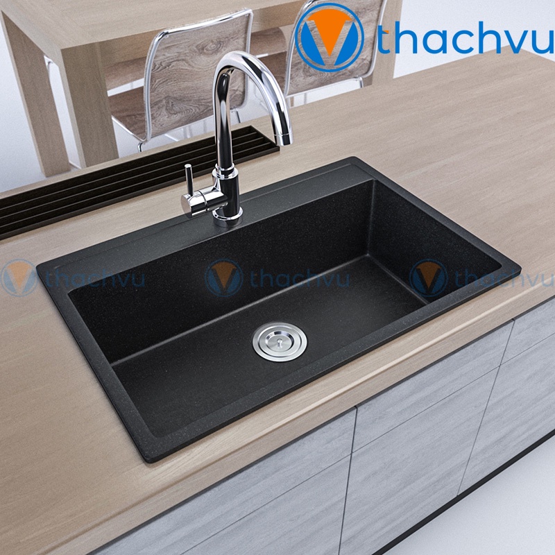 Chậu rửa chén bát bằng đá nhân tạo 56x47 dầy 1cm, chống xước tráng men chống bám bẩn, không ố vàng chống thấm vĩnh viễn.