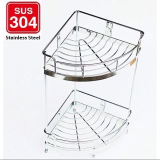 Kệ góc Inox hai tầng treo tường
