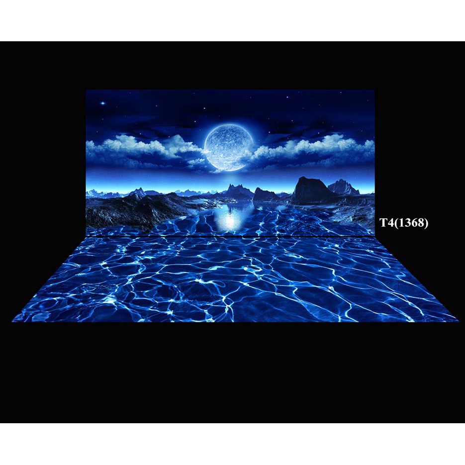 Tranh bộ 3D phông nền bể cá cao cấp – Trang trí hồ cá cảnh – Có keo sẵn – Cường Điện - 2 tấm bao gồm  cả lưng và đáy