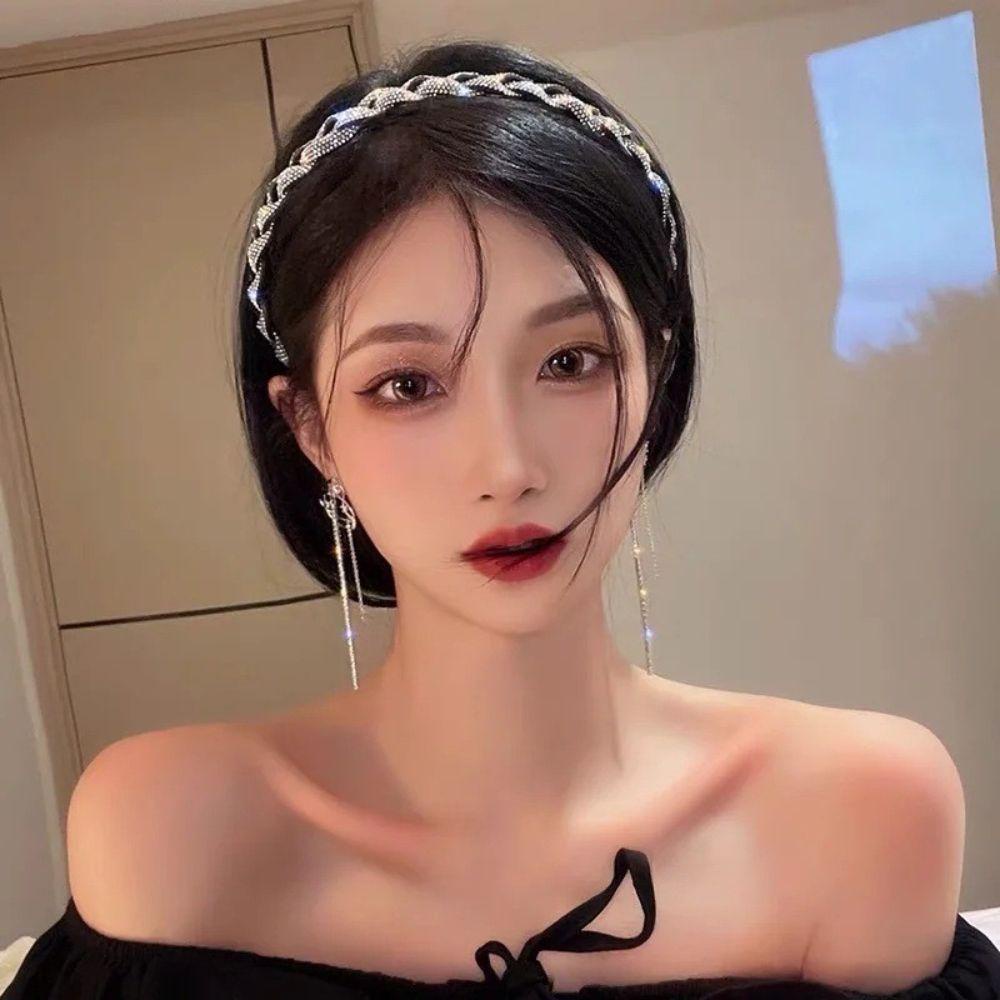 Băng Đô Cài Tóc Dạng Xoắn Lấp Lánh Sang Trọng Cho Nữ