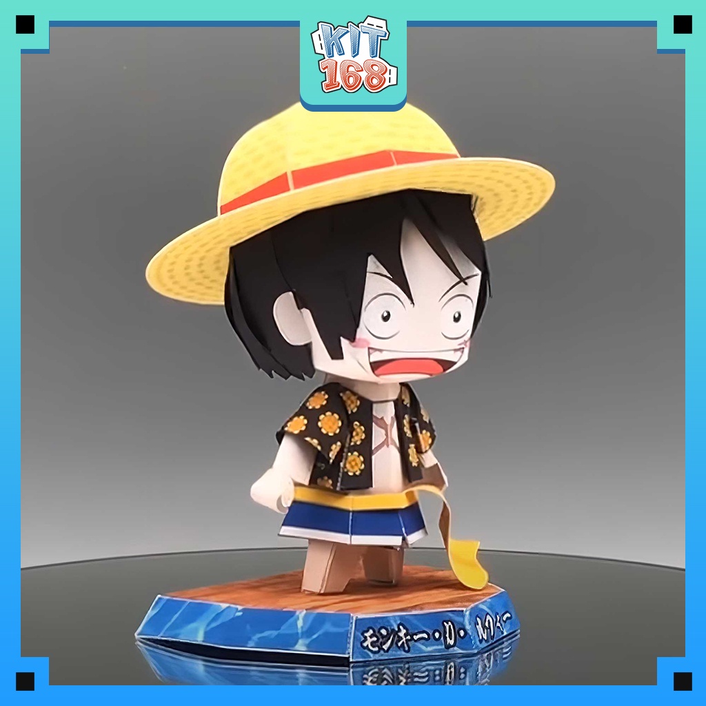 Mô hình giấy Anime Game Chibi Monkey D. Luffy ver 5 - One Piece + kit hộp trang trí