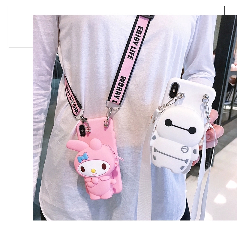 VIVO Y91 Y93 Y66 Y81 Y79 Y85 Y67 Y83 Y53 Y55 NEX 3 A S Cartoon Rabbit Melody Baymax Zipper Wallet Phone Cover Case