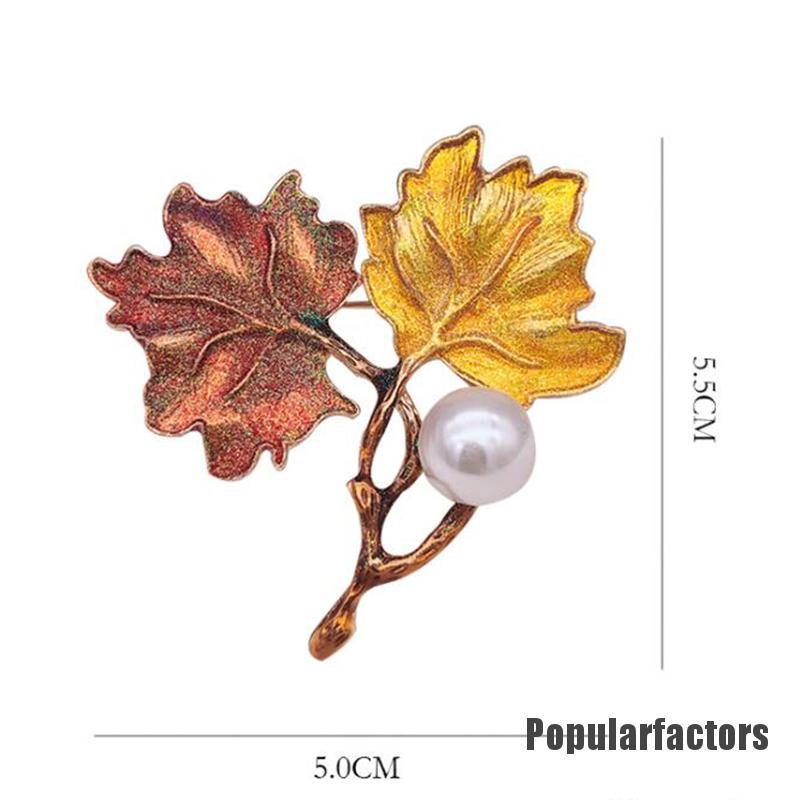 Ghim Cài Áo Hình Chiếc Lá Đính Ngọc Trai Nhân Tạo