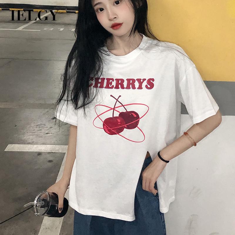 Áo thun  IELGY ngắn tay dáng rộng in chữ phong cách Hàn Quốc thời trang