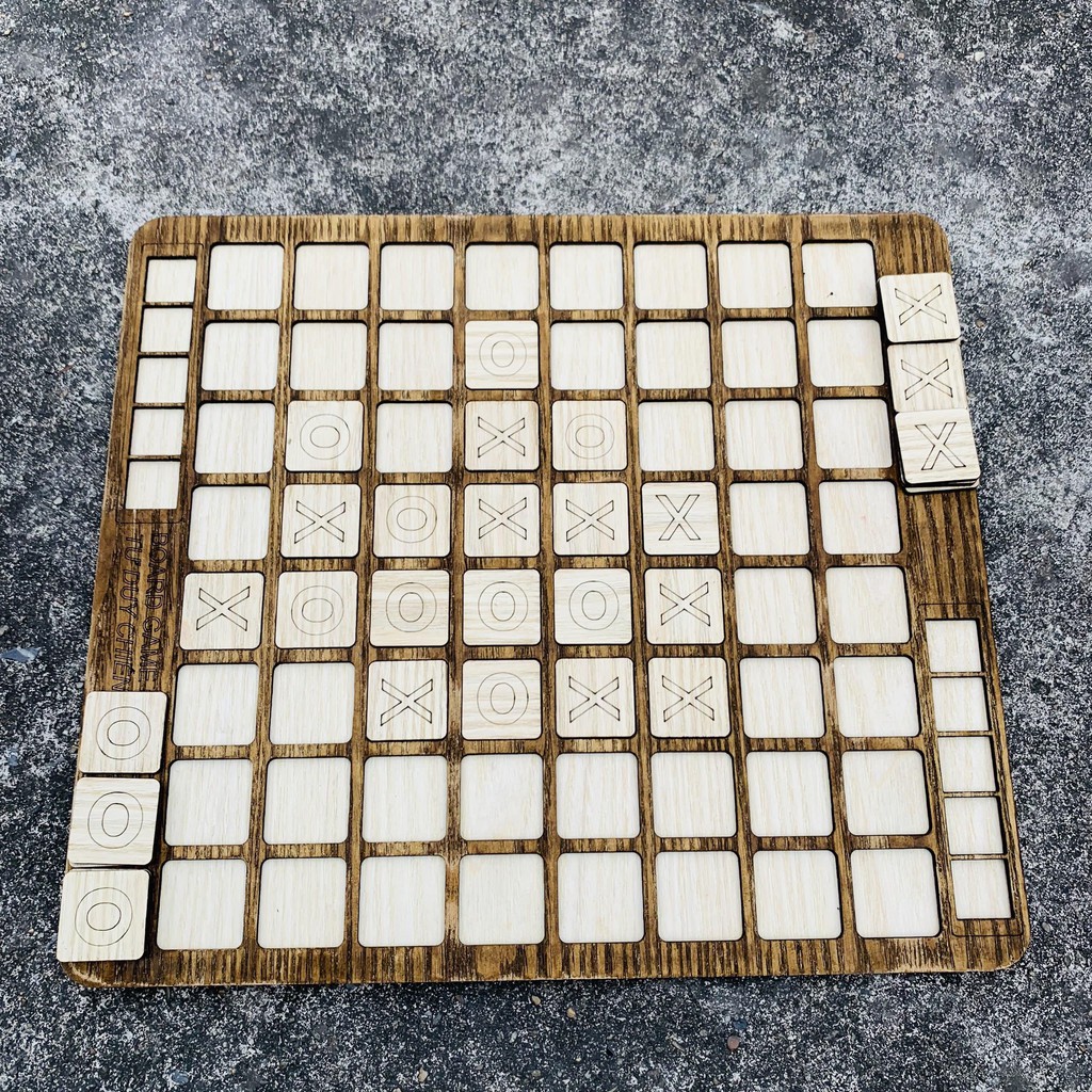 Board Game Đối Kháng, Trò Chơi Cờ Caro X-O Dành Cho 2 Người Chơi Bằng Gỗ Thuần Mộc Rèn Luyện Tư Duy, Màu Nâu