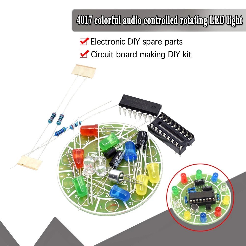 Bộ Đèn Led Điện Tử Nhiều Màu Sắc Sáng Tạo Cd4017 Cho Phòng Thí Nghiệm Điều Khiển Bằng Giọng Nói