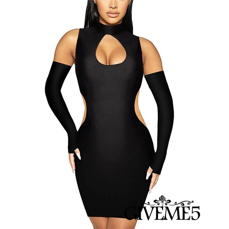 Đầm Sát Nách Màu Trơn Thiết Kế Khoét Lỗ Thời Trang Cho Nữ