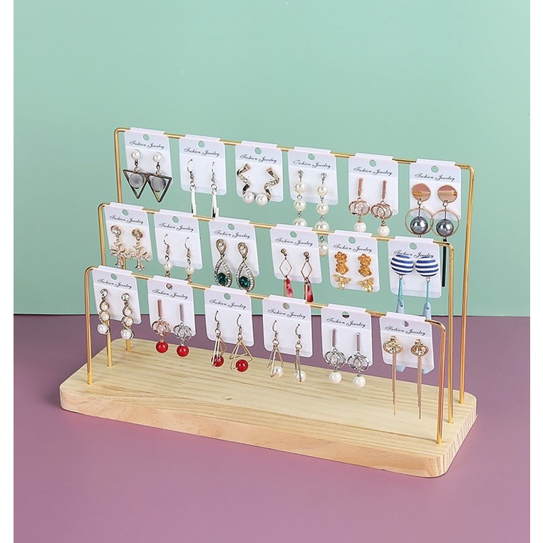 Kệ treo hoa tai đế gỗ sang trọng