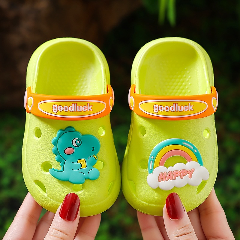 Dép sục khủng long happy cho bé trai bé gái, sục cross mềm nhẹ cho bé từ 2-5 tuổi Tulastore