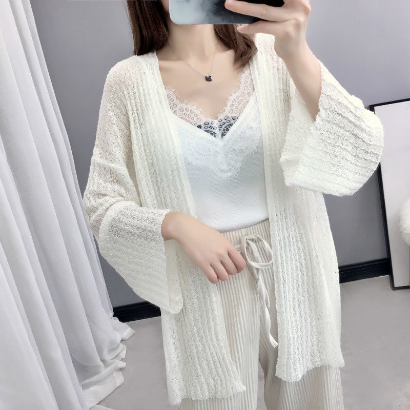 Áo Khoác Cardigan Vải Lụa Dệt Kim Mỏng Dáng Rộng Chống Nắng Phong Cách Hàn Quốc Thời Trang Mùa Hè Cho Nữ | BigBuy360 - bigbuy360.vn
