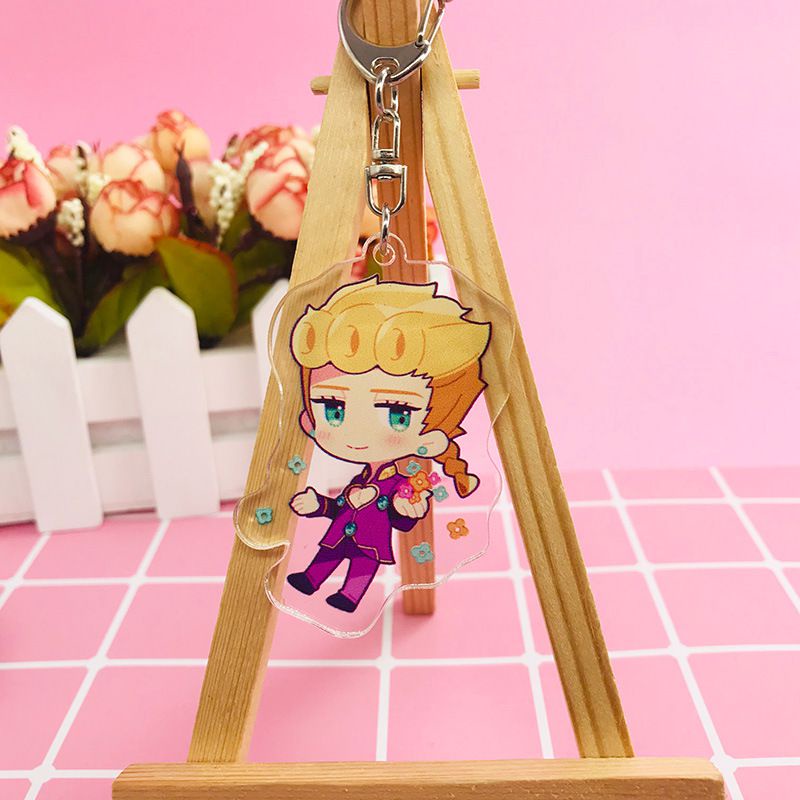 6cm carton JoJo's Bizarre Adventure Key Chain Anime Cartoon Keyring Pendant Acrylic Gifts