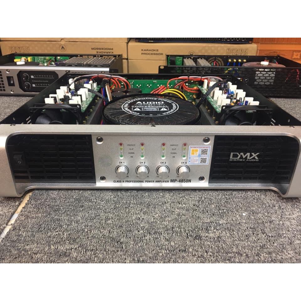 Cục Đẩy 4 Kênh DMX MP 4850 công suất 850/1 kênh, chạy mạch class H, khi mùa sản phẩm thi tặng dây kết nối