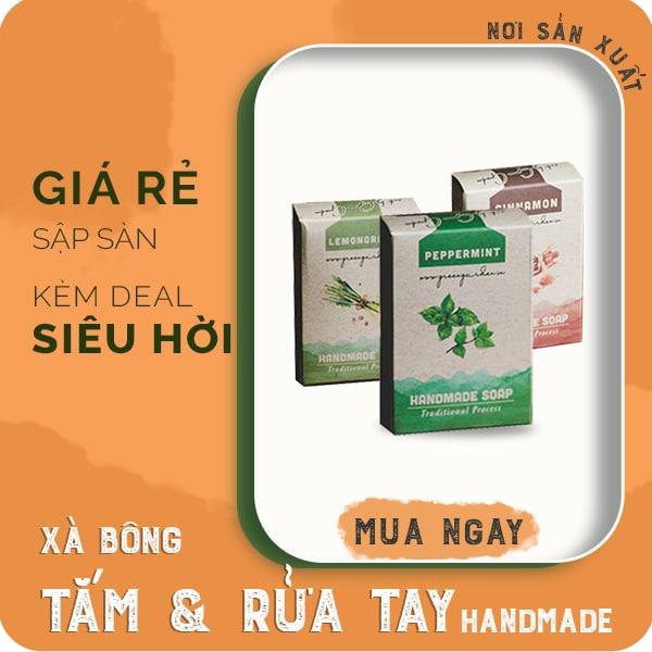 Xà bông cục, thiên nhiên, handmade, tắm, rửa tay, nghệ, mướp đắng, cám gạo Quê Một Cục - 100g