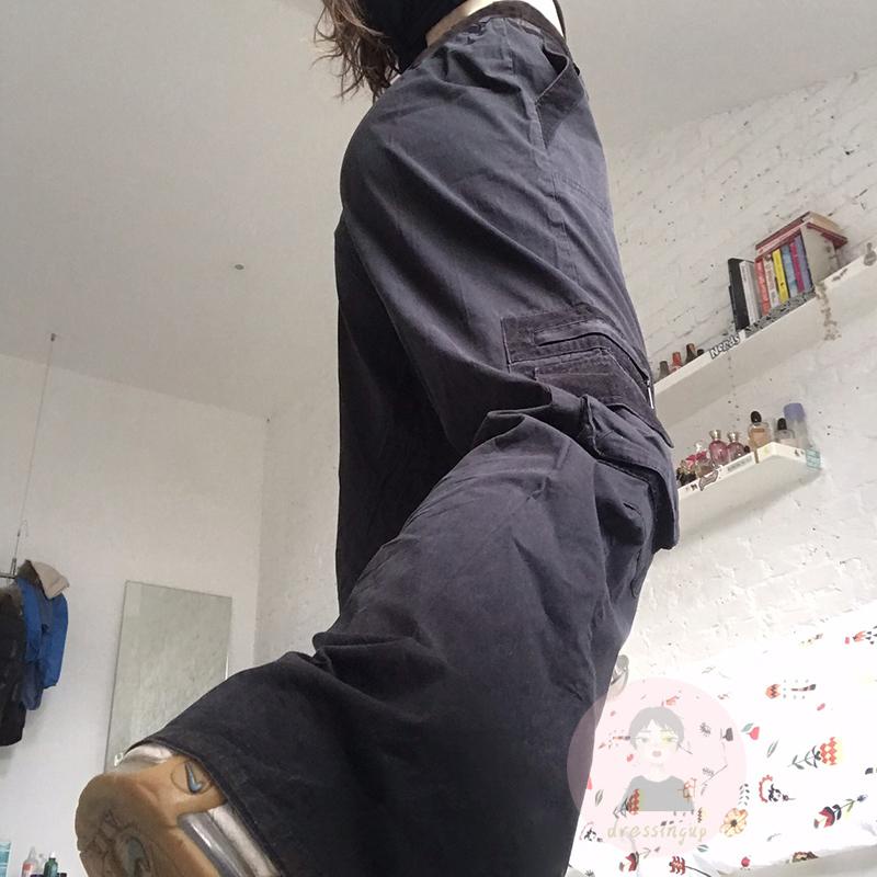 Quần Jeans Lưng Cao Dáng Rộng Màu Sắc Trơn Phong Cách Hip Hop Cho Nữ