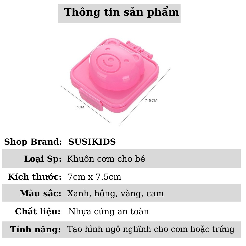 [Bộ 6 khuân cái] Khuân màu sắc ép cơm, trứng tạo hình khuôn làm bánh cho bé ăn dặm kiểu Nhật