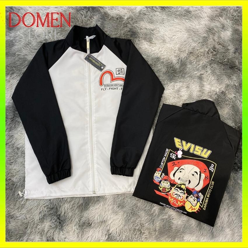 Áo khoác dù nam nữ ông địa in hình form rộng cổ đứng mẫu hót _ DOMEN