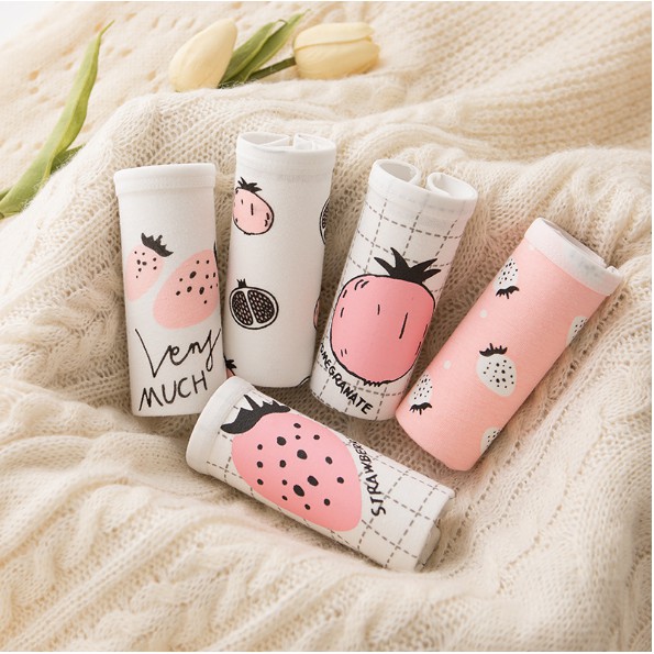 Combo 4 quần lót nữ cotton trái dâu caro