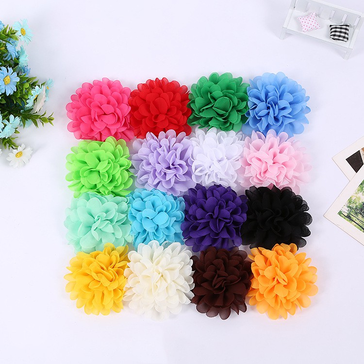 10cm Hoa chiffon nhiều màu phụ kiện bờm tóc giày hoa phụ kiện mũ cài áo handmade