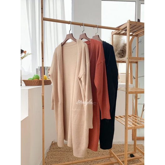 MEDYLA Áo Cardigan dáng dài thu đông dày dặn CDG