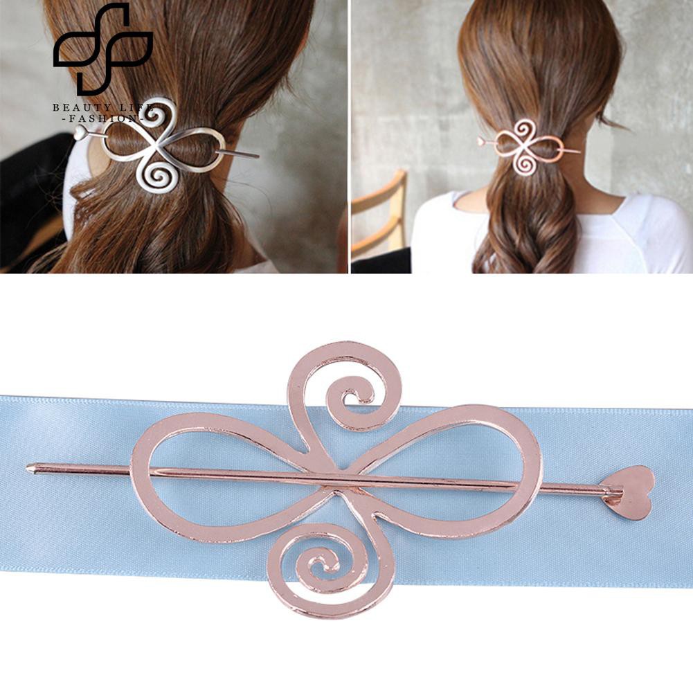 Kẹp tóc kiểu nút thắt hình hoa và hình trái tim thời trang