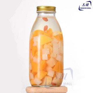 Chai thủy tinh lớn 1000ml MASON, chai thủy tinh 1 lít nắp thiếc đựng nước....