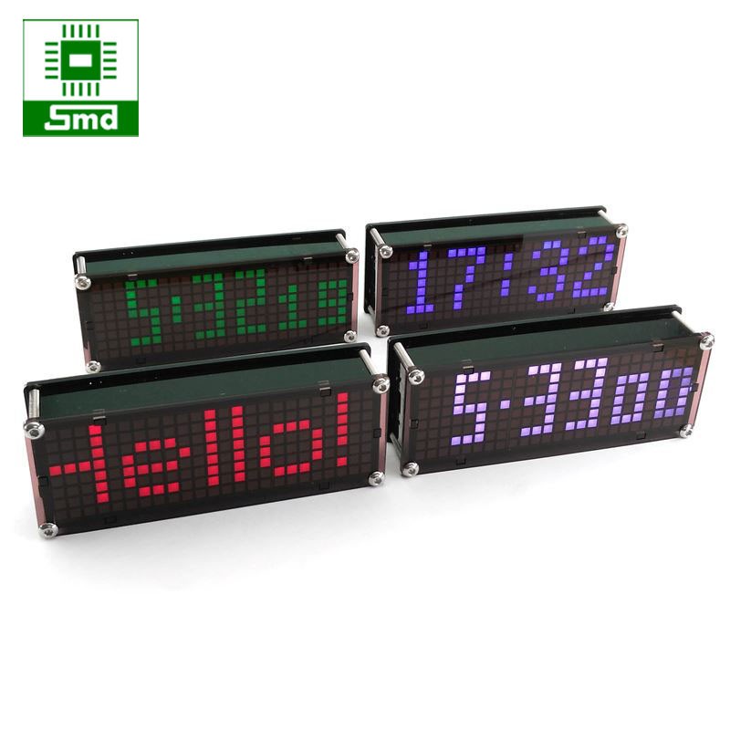 Đồng hồ Led để bàn Matrix Mini V2 chạy chữ hiển thị ngày giờ nhiệt độ màu trắng xanh dương đỏ xanh lá