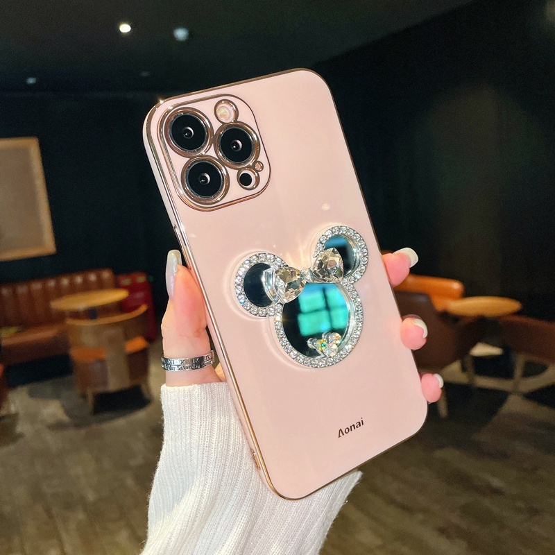 Ốp Điện Thoại Tráng Gương Hình Chuột Minnie Cho Samsung A71 A51 A31 A50s A30s A50 A30 A20 A7 2018 M51 M32 4G