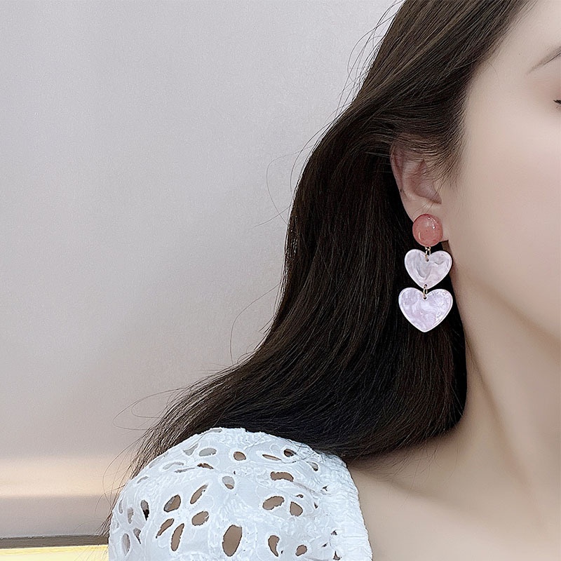 Khuyên tai kẹp không bấm lỗ chốt cố định K131 bằng hợp kim mạ vàng hình trái tim bigsize dáng dài Leous Accessories