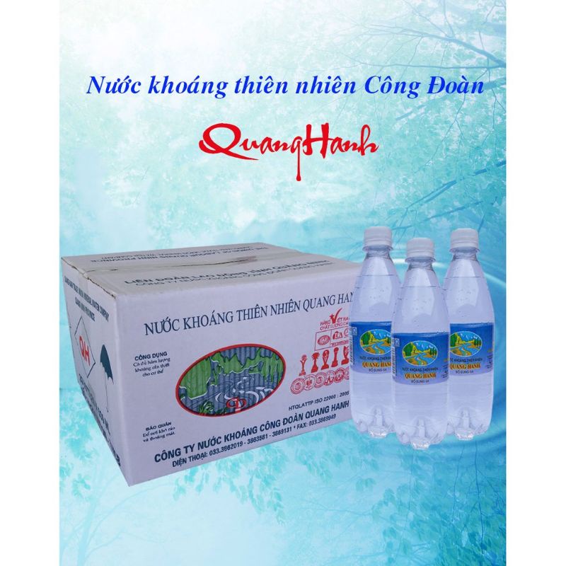Nước khoáng thiên nhiên Quang Hanh bổ sung ga chai 500ml khoáng mặn