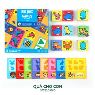 HỘP TRÒ CHƠI 3 TRONG 1 LUYỆN TRÍ NHỚ, DOMINO, TÌM BÓNG CỦA JOAN MIRO