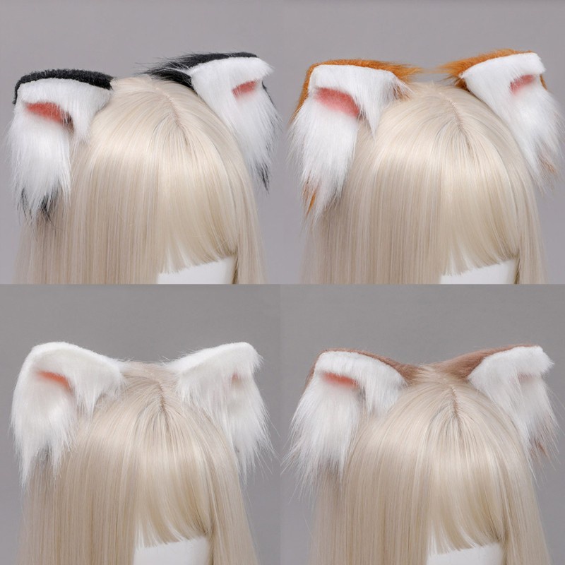 INF Lovely Faux Fur Kitten Ears Lolita Hair Clips Japanese Anime Cosplay Furry Animal Hairpins Halloween Costume Party Props