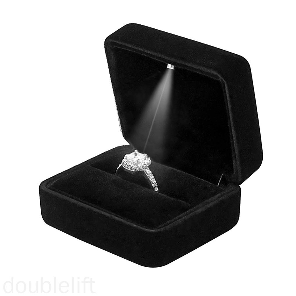 Hộp Đựng Nhẫn Cưới Bằng Nhung Có Đèn Led