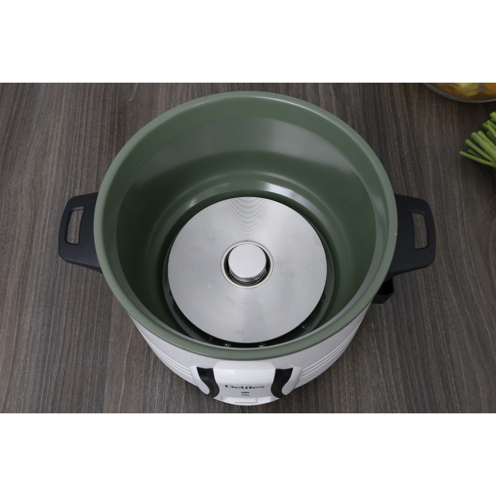 Nồi cơm điện Delites NCR1502 trắng 1.5 lít có xửng hấp inox