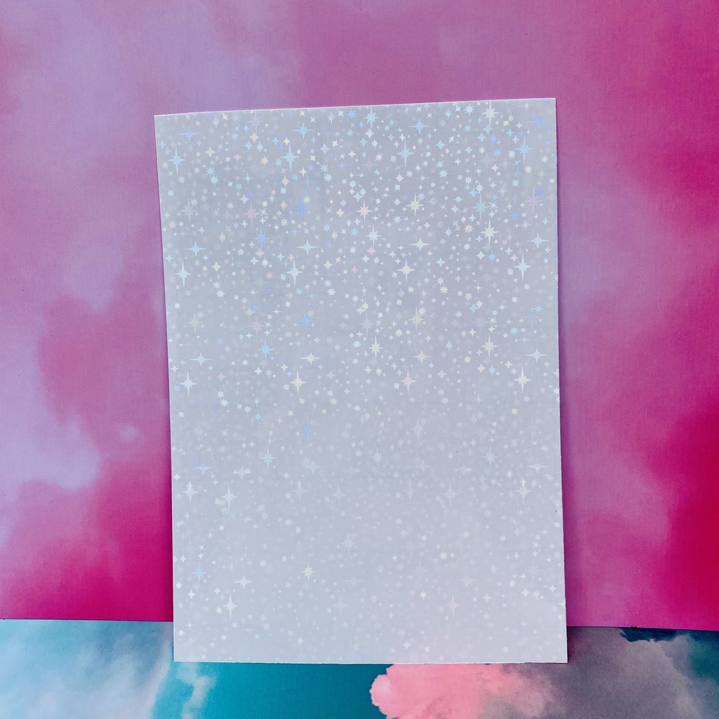 Màng cán Hologram lấp lánh trang trí sticker, toploader Size 10x15cm